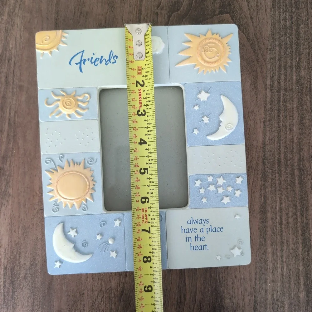 Vintage Carlton Cards Friends Celestial Picture Frame Blue Sun Moon Stars Y2K